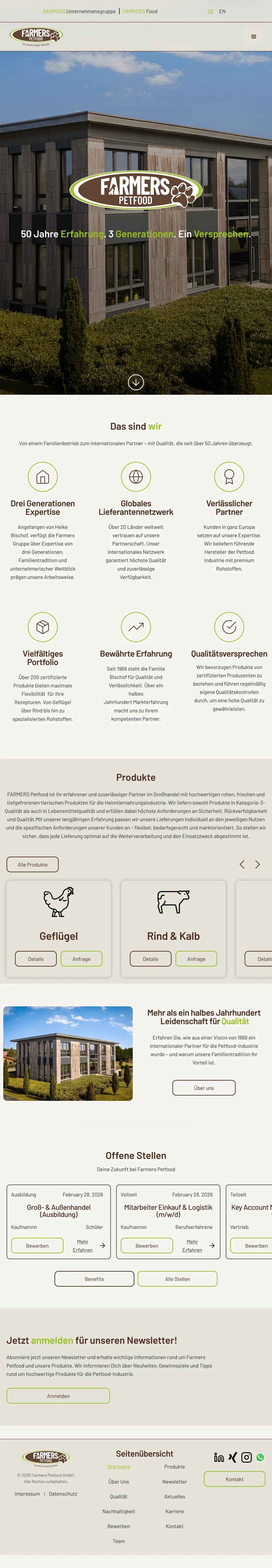 Farmers Petfood — Tablet-Ansicht